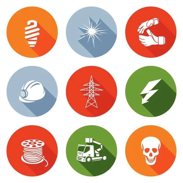 Conjunto de ícones de eletricidade. Ilustração vetorial . — Vetor de Stock