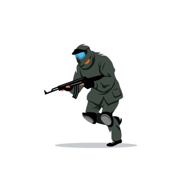Paintball oyuncu. Vektör çizim.