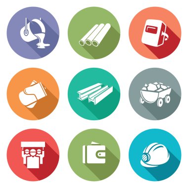 Metalurji Sanayi Icons Set. Vektör çizim.