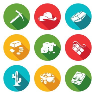 Altına hücum Icons Set. Vektör çizim.