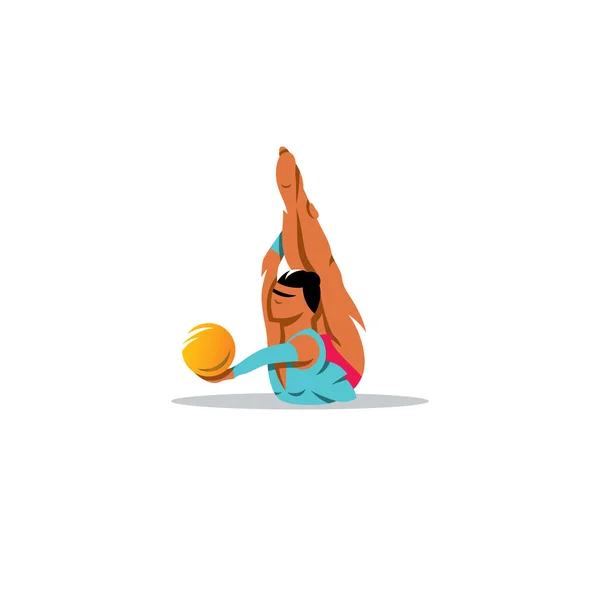 Chica de gimnasia rítmica con pelota. Ilustración vectorial . — Vector de stock