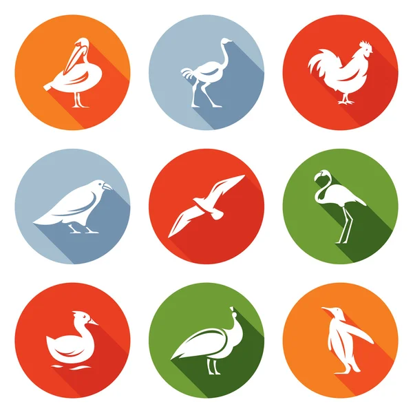 Birds Icons Set. Vector Illustration. — Stock Vector