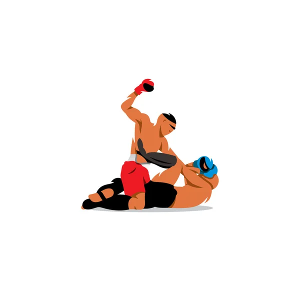 Artes marciales. Dos hombres peleando. Ilustración vectorial . — Vector de stock