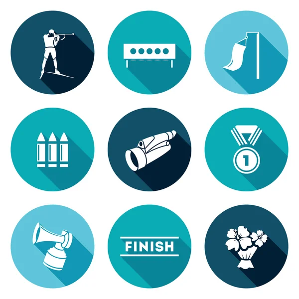 Biathlon Icons Set. Vector Illustration. — Stock Vector