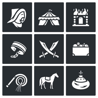 Moğol-Tatar boyunduruğu Icons set. Vektör çizim.