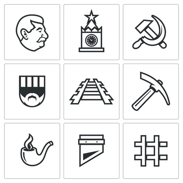 Sovjet-Unie en de onderdrukking van politieke gevangenen pictogrammen instellen. Vectorillustratie. — Stockvector