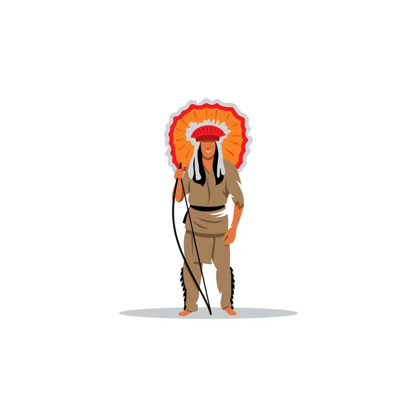 Aztek Kızılderili savaşçı işareti. Vektör çizim. — Stok Vektör