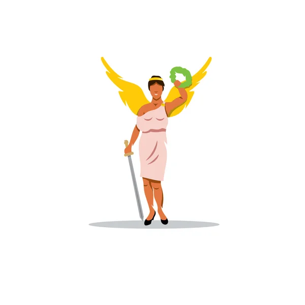 Nike jele. A mitológiai görög istennő, a győzelem. Vektoros illusztráció. — Stock Vector