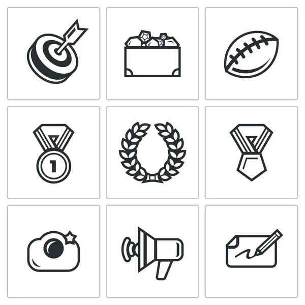 Fame and glory icons set — Stock Vector