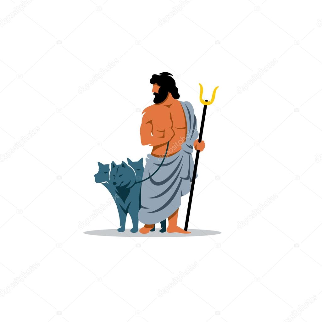 Branding Identity Corporate logo design template Isolated on a white background. Hades sign. Mythological Greek God of the dead underworld. Vector Illustration.