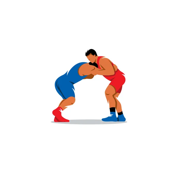 Greco romerska brottningen tecken. Sport duell av två fighters. Vektor Illustration. — Stock vektor