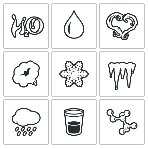 Varios iconos de estado físico del agua establecidos. Ilustración vectorial . — Vector de stock