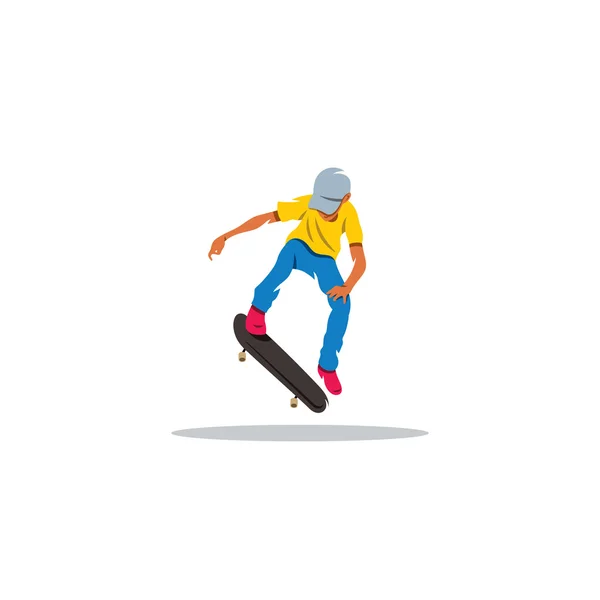 Skateboarder man teken springen. Vectorillustratie. — Stockvector