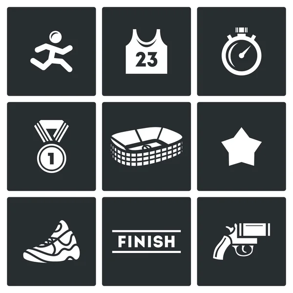 Sports jogging, discipline icons set. Vector Illustration. — Stock Vector
