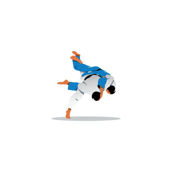 Signe de judo. Deux combats de judoka entre eux. Illustration vectorielle . — Image vectorielle