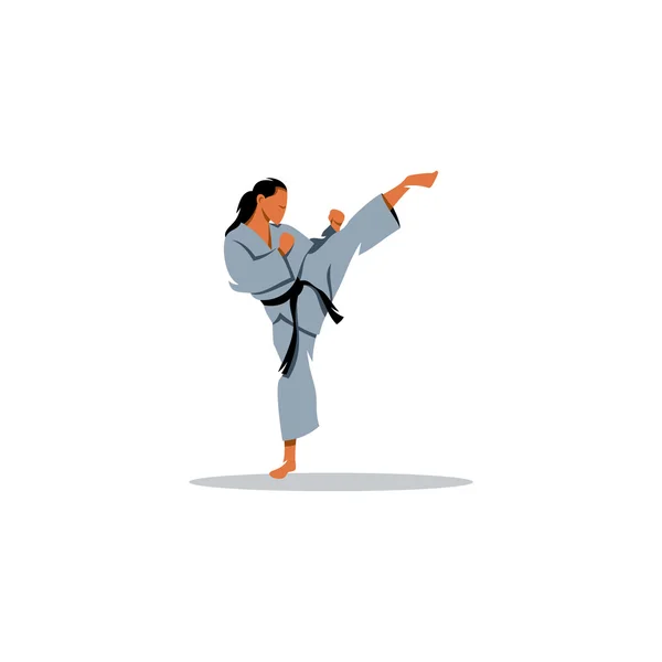 Karate Mädchen Zeichen. Vektorillustration. — Stockvektor