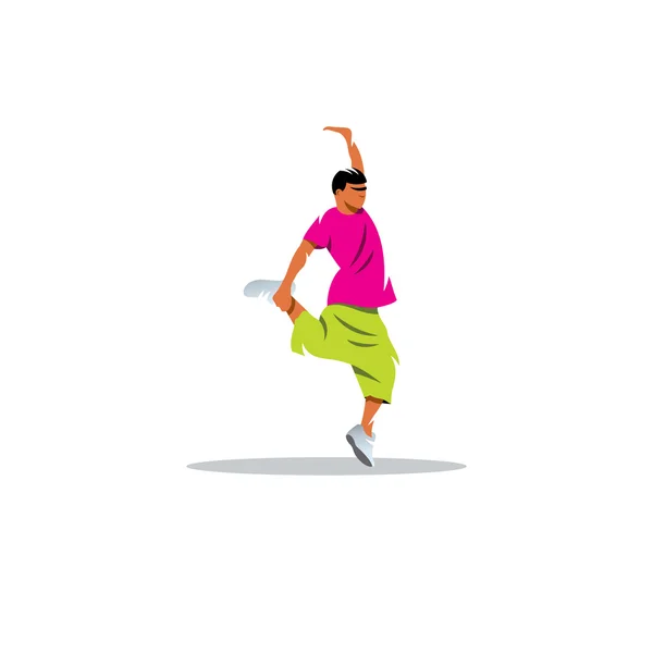 Un letrero de un joven bailarín de breakdance acrobático de hip hop. Ilustración vectorial . — Vector de stock