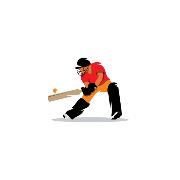 Jugador de cricket golpeó el signo de bola. Ilustración vectorial . — Vector de stock