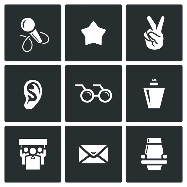 Blind listening songs artist icons set. Vector Illustration. — Stock Vector