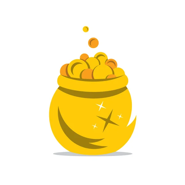 Vektorové zlatý hrnec peněz kreslený obrázek. — Stockový vektor