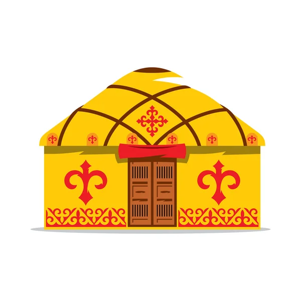 Vektör Yurt karikatür çizim. Asya göçebelerin evi.