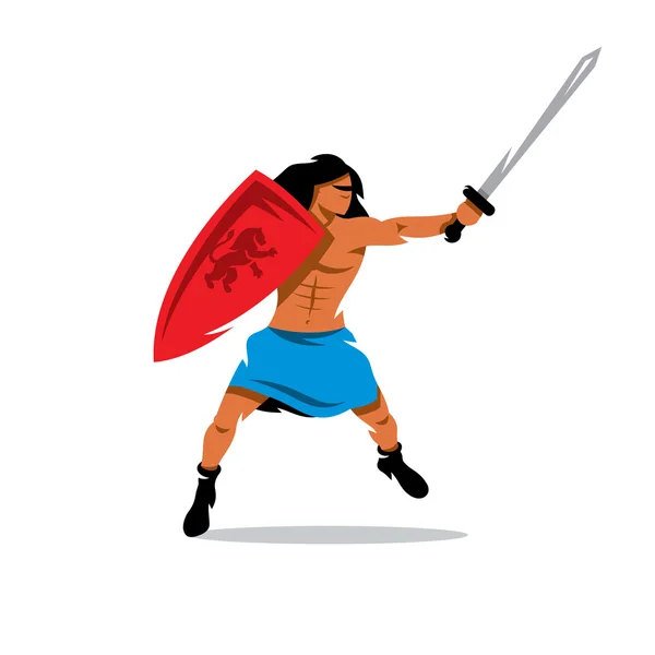 Vector Warrior man Cartoon Illustration. — Stock Vector