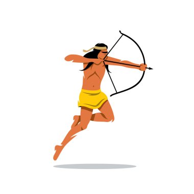Kızılderili okçuluk adam çizgi film illüstrasyon vektör.