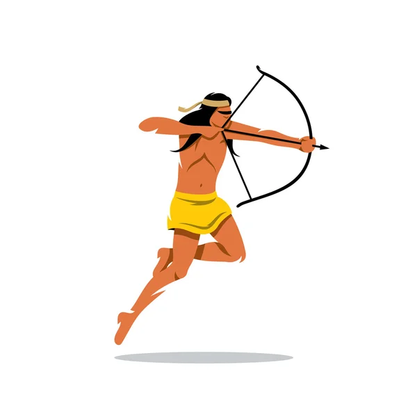 Vector Indian bågskytte man tecknade Illustration. — Stock vektor