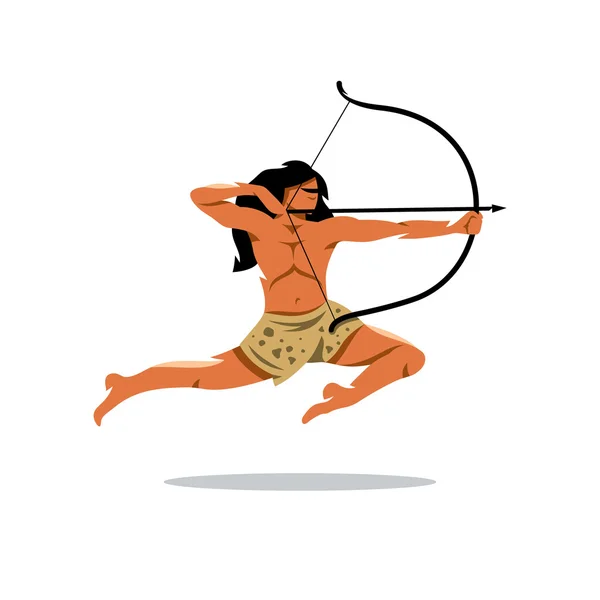 Vector Indian bågskytte man tecknade Illustration. — Stock vektor