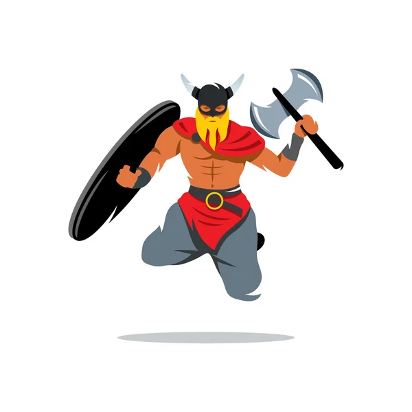 Vector Viking Warrior Cartoon Illustration. — Stock Vector