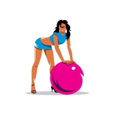 Vektör Fitness kız karikatür çizim.