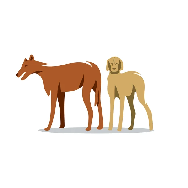 Dva psi vektor kreslené ilustrace. — Stockový vektor