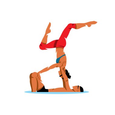 Vektör Acroyoga karikatür çizim.