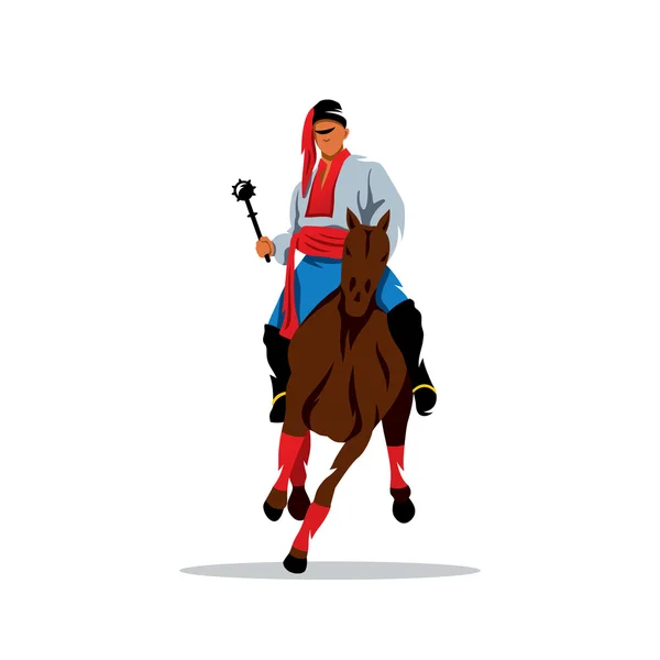 Vector Ukrainian Cossak rider Cartoon Illustration. — Stock Vector