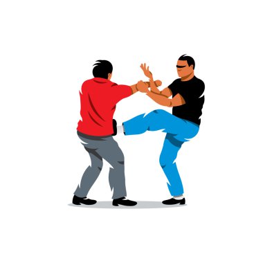 Vektör Wing Chun kung fu çizgi film illüstrasyon fikir tartışması.