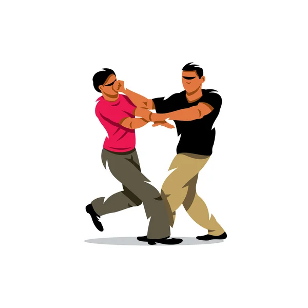 Vector Wing Chun kung fu sparring Cartoon Illustration. — Stock vektor