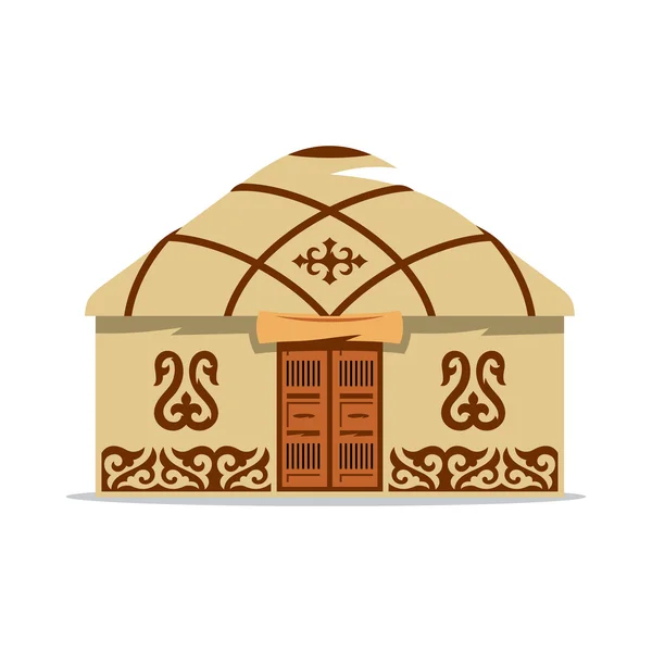 Vector Yurt Cartoon Illustration (en inglés). Casa de nómadas asiáticos . Gráficos Vectoriales