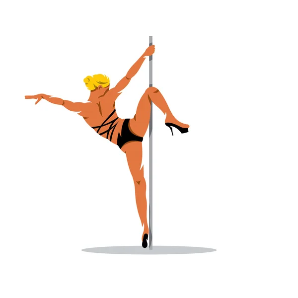 Beautiful dancer girl on the pole. Vector Illustration. — Stock Vector