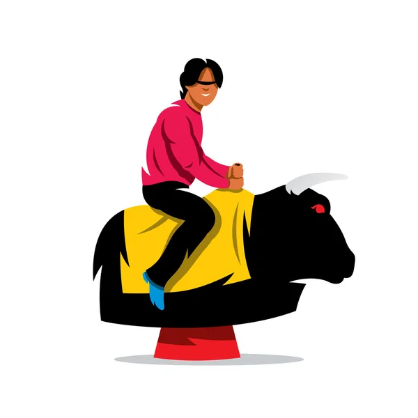 Vector Bull Ride Cartoon Ilustração . — Vetor de Stock