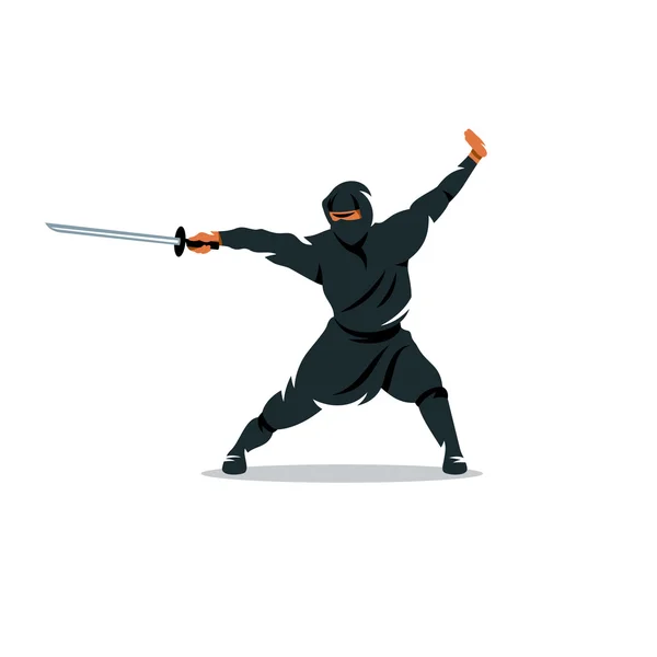 Illustration vectorielle de bande dessinée Ninja asiatique. Combattant assassin . — Image vectorielle