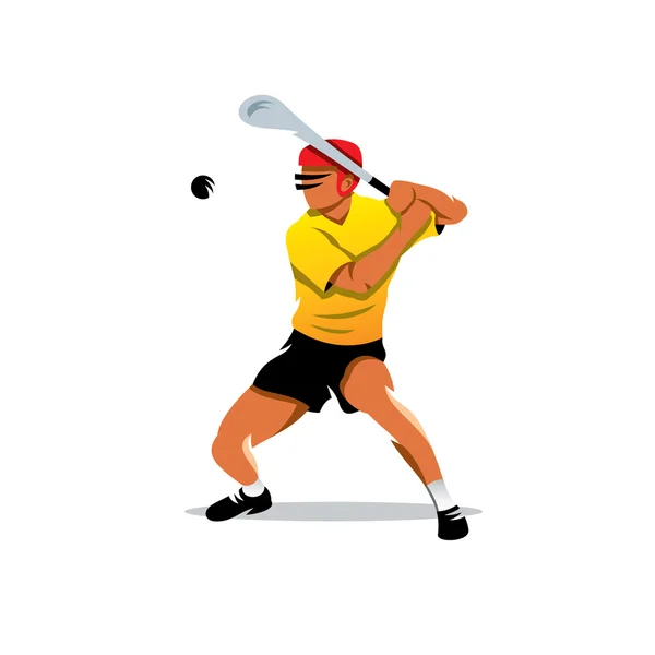 Vector hurling speler cartoon illustratie. — Stockvector