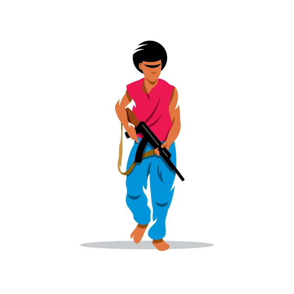 Man with gun. Vector Cartoon Illustration. — Stock Vector