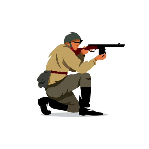 Vector ejército soviético soldado ilustración de dibujos animados . — Vector de stock