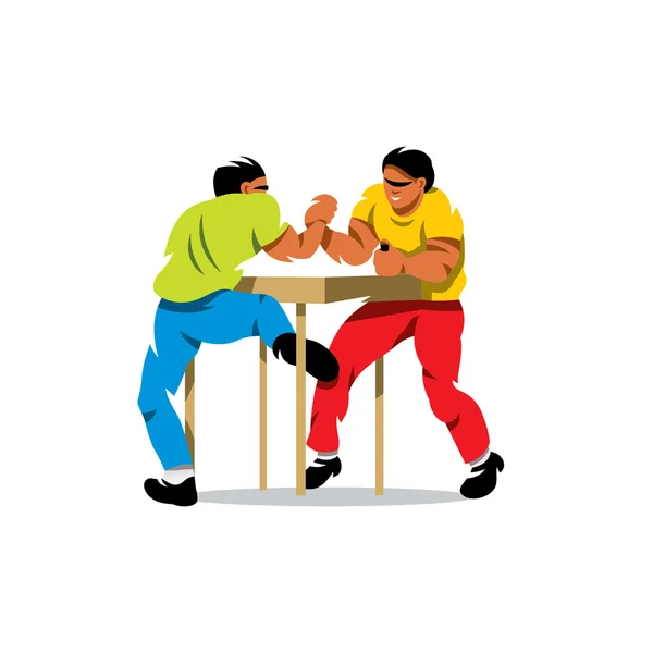 Vector Arm Wrestling Cartoon Illustration. — Stock Vector