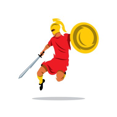 Vektör Spartalı savaşçı karikatür çizim.