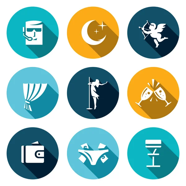 Set of Strip Club Icons — Stock Vector