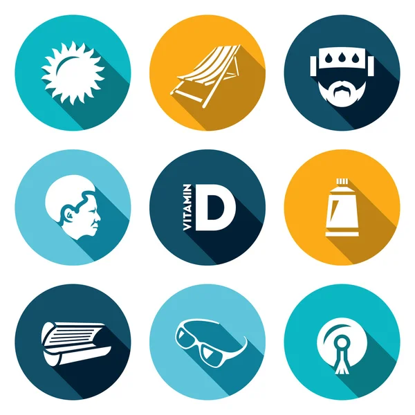 Set of Sun Tanning Icons — Stock Vector