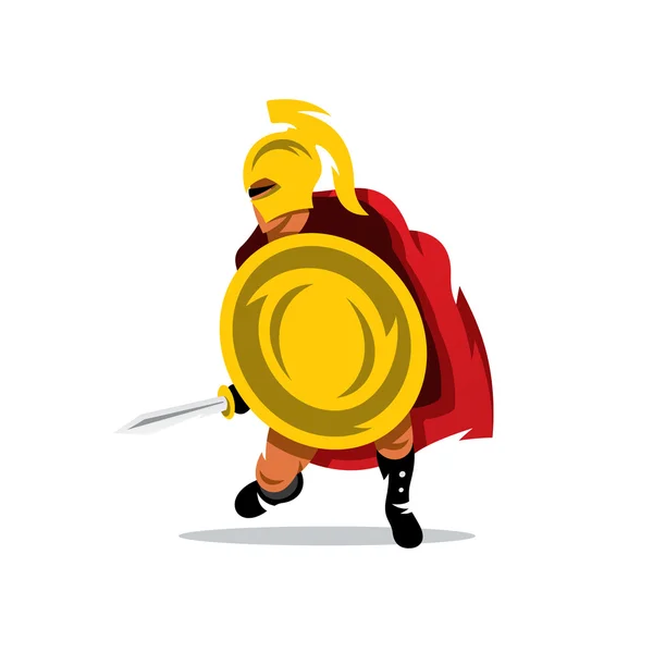 Spartan Warrior Cartoon Illustration. — Stock Vector
