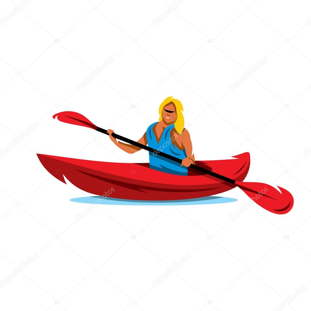 Woman in canoe Illustration.