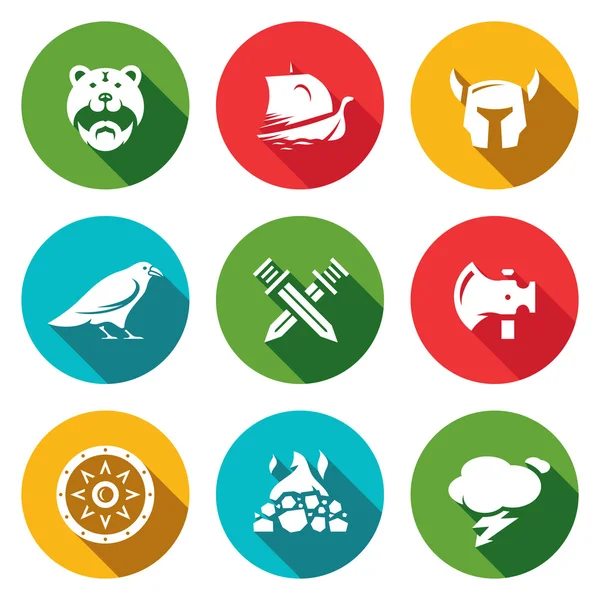 Set of Viking Icons — Stock Vector